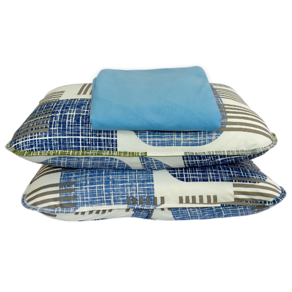 01 jogo de cama casal 3 pecas malha fio 30 1 penteado 100 algodao 140g m geom azul