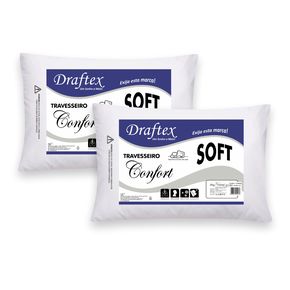 01 12ec kit com 2 travesseiros drafmil soft branco 50cm x 70cm